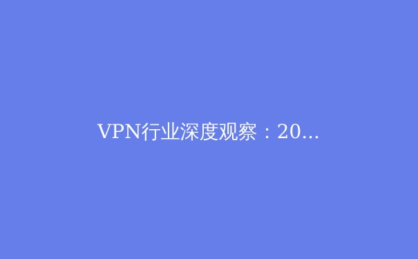 VPN行业深度观察：2024年隐私保护、流媒体解锁与网络安全新趋势